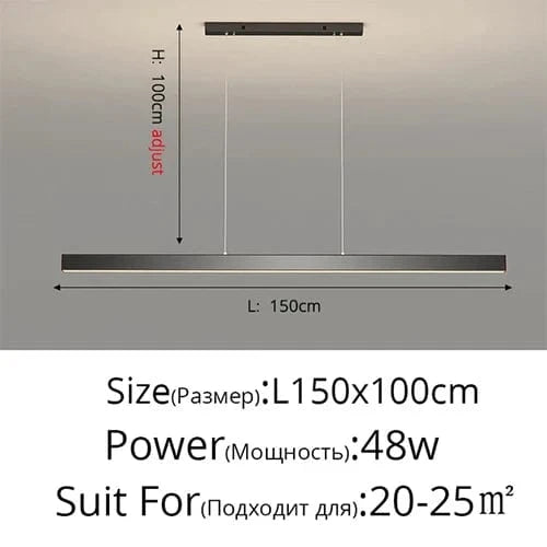 Lustre Led carré moderne - Rectangle Led Plafonnier Suspension Luminaire | Marco Lucetti Longue-150cm / Lumière blanche