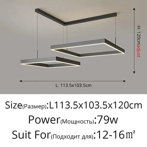 Lustre Led carré moderne - Rectangle Led Plafonnier Suspension Luminaire | Marco Lucetti Modèle B 60x80cm / Lumière blanche