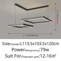 Lustre Led carré moderne - Rectangle Led Plafonnier Suspension Luminaire | Marco Lucetti Modèle B 60x80cm / Lumière blanche