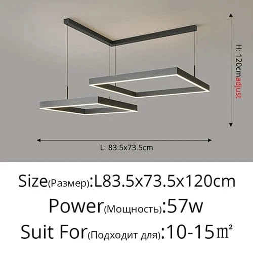 Lustre Led carré moderne - Rectangle Led Plafonnier Suspension Luminaire | Marco Lucetti Style B 40x60cm / Lumière blanche