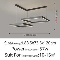 Lustre Led carré moderne - Rectangle Led Plafonnier Suspension Luminaire | Marco Lucetti Style B 40x60cm / Lumière blanche