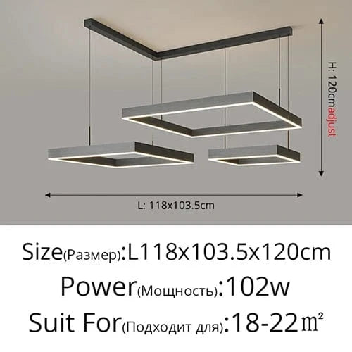 Lustre Led carré moderne - Rectangle Led Plafonnier Suspension Luminaire | Marco Lucetti Style B 40x60x80cm / Lumière blanche