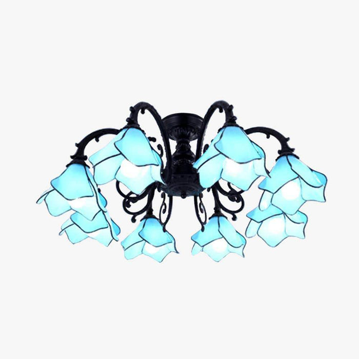 Lustre LED Chic "Fleurs en Verre" - Bleu, Rose, Jaune | Marco Lucetti Bleu / 8 branches