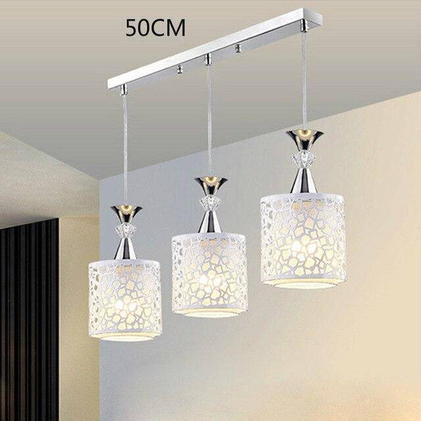 Lustre LED Chromé et Cristal | Marco Lucetti 3 lampes - Base rectangle / Chaude