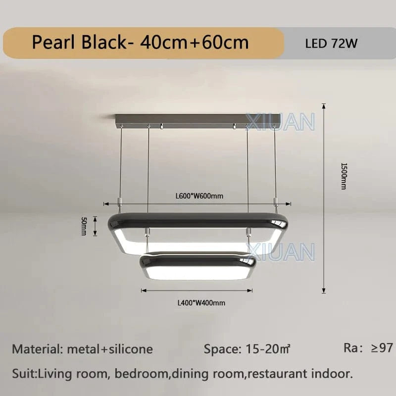 Lustre LED Chrome Perle - Élégance Éclairante | Marco Lucetti Noir Perle 40 60cm / 3 Température de couleur