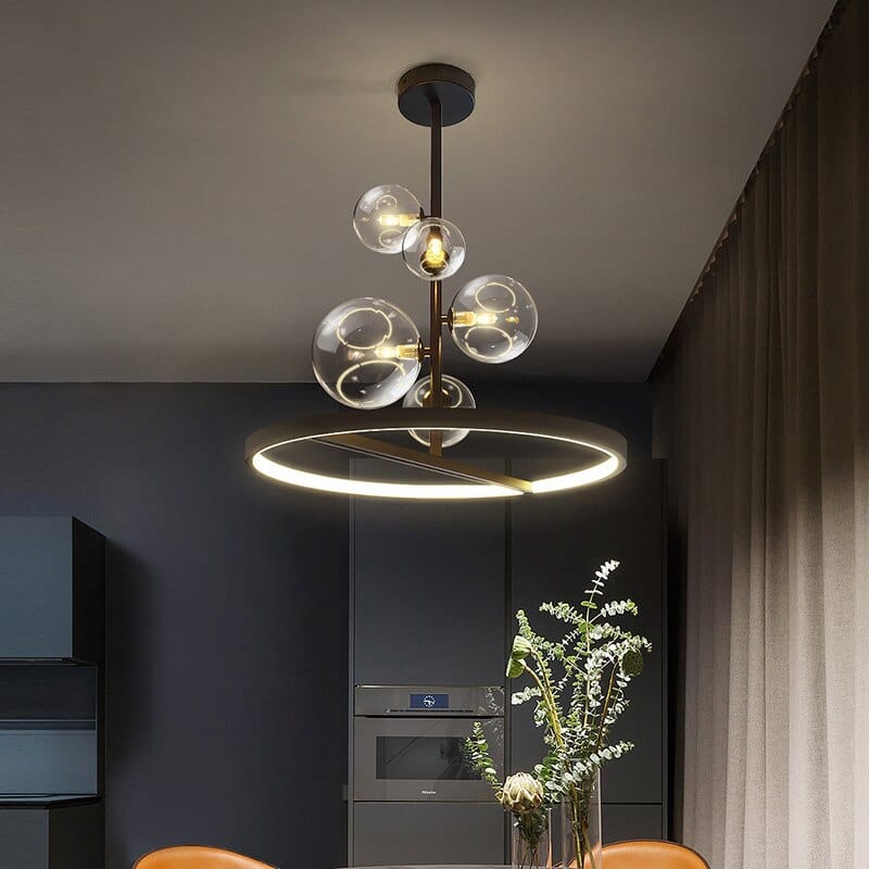 Lustre LED circulaire Romane en métal noir | Marco Lucetti