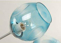 Lustre LED Coloré en Métal et Verre | Marco Lucetti Noir / 3 lampes / Bleu