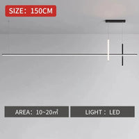 Lustre LED contemporain et élégant pour salle à manger | Marco Lucetti Noir 150cm / Blanc chaud (3000K)