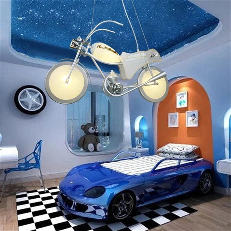 Lustre LED créatif nordique pour chambre d'enfants "Moto en Acrylique" | Marco Lucetti