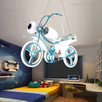 Lustre LED créatif nordique pour chambre d'enfants "Moto en Acrylique" | Marco Lucetti A bleu / Lumière blanche
