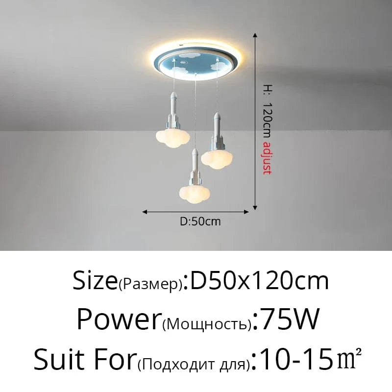 Lustre LED Créatif Trois Têtes pour Enfants - Design Enfance Brillante | Marco Lucetti Style B D50x120cm 75 / 3 couleurs sans télécommande