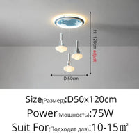 Lustre LED Créatif Trois Têtes pour Enfants - Design Enfance Brillante | Marco Lucetti Style B D50x120cm 75 / 3 couleurs sans télécommande