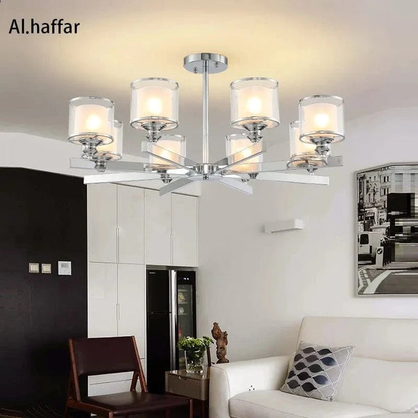 Lustre LED Cristal Chromé Double Abat-jour | Marco Lucetti Sans ampoules / Applique 1 lumière