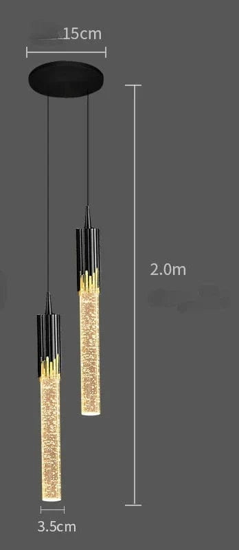 Lustre LED Cristal: Éclairage Moderne | Marco Lucetti A 2 têtes noir / Blanc froid