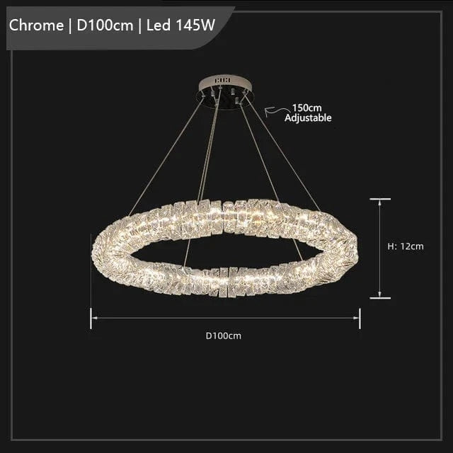 Lustre Led cristal K9 de luxeuspendu | Marco Lucetti Chromé D100cm / Lumière froide 6000K