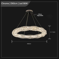 Lustre Led cristal K9 de luxeuspendu | Marco Lucetti Chromé D60cm / Lumière froide 6000K