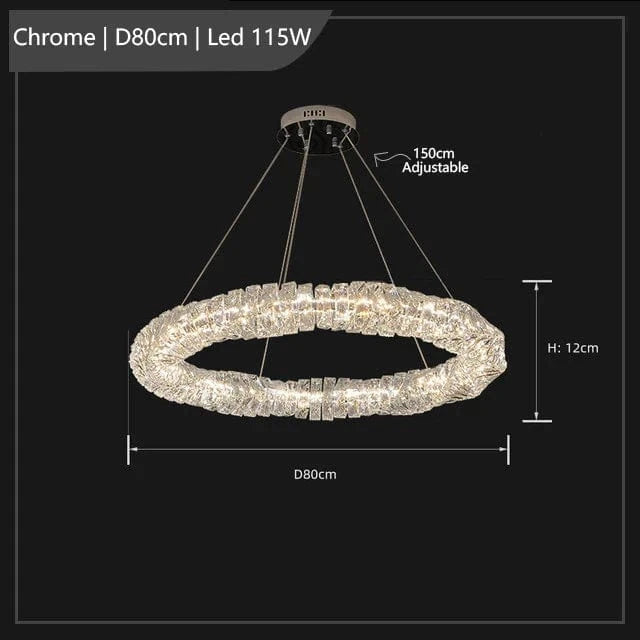 Lustre Led cristal K9 de luxeuspendu | Marco Lucetti Chromé D80cm / Lumière chaude 3000K