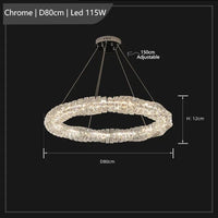 Lustre Led cristal K9 de luxeuspendu | Marco Lucetti Chromé D80cm / Lumière chaude 3000K