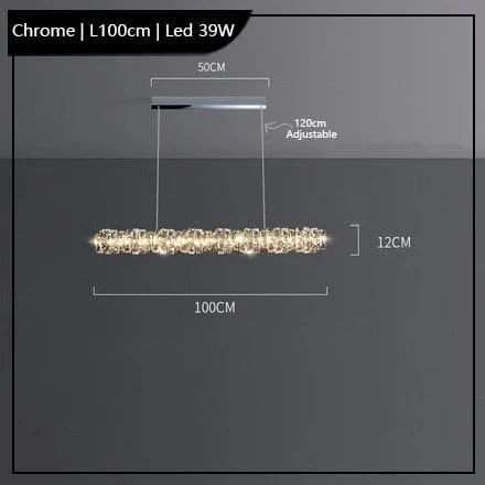Lustre Led cristal K9 de luxeuspendu | Marco Lucetti Chromé L100cm / Lumière chaude 3000K