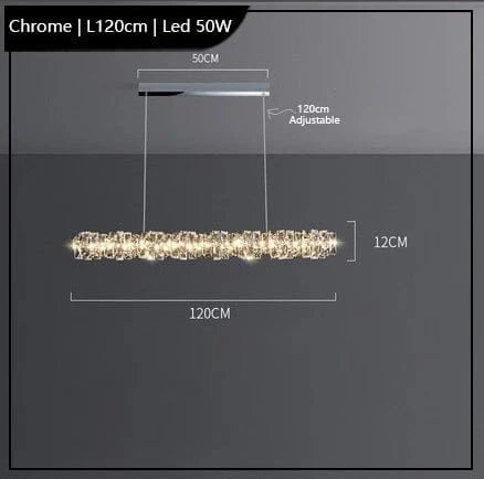 Lustre Led cristal K9 de luxeuspendu | Marco Lucetti Chromé L120cm / Lumière froide 6000K