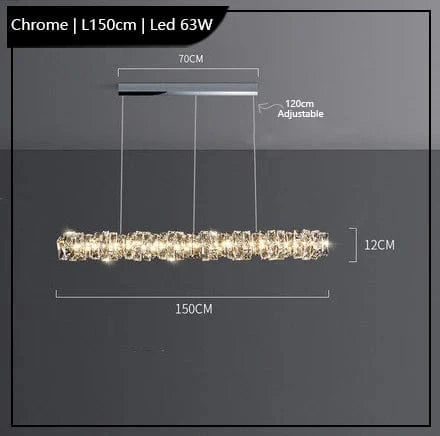 Lustre Led cristal K9 de luxeuspendu | Marco Lucetti Chromé L150cm / Lumière froide 6000K