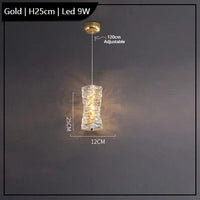 Lustre Led cristal K9 de luxeuspendu | Marco Lucetti Or H25cm / Lumière chaude 3000K