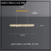 Lustre Led cristal K9 de luxeuspendu | Marco Lucetti Or L100cm / Lumière chaude 3000K