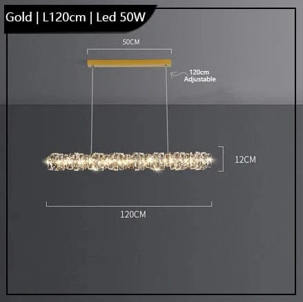 Lustre Led cristal K9 de luxeuspendu | Marco Lucetti Or L120cm / Lumière froide 6000K