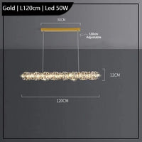 Lustre Led cristal K9 de luxeuspendu | Marco Lucetti Or L120cm / Lumière froide 6000K