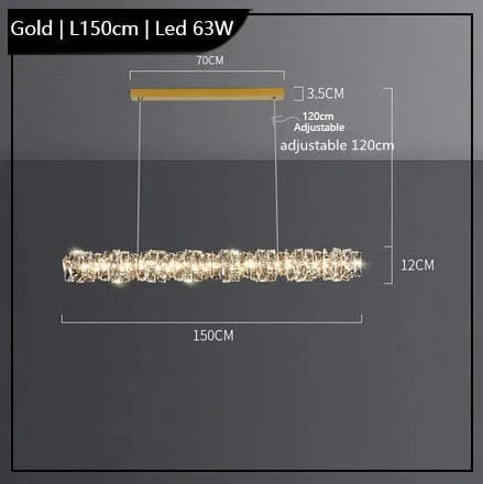 Lustre Led cristal K9 de luxeuspendu | Marco Lucetti Or L150cm / Lumière chaude 3000K