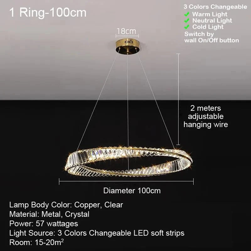 Lustre LED Cristal Luxe Moderne Design | Marco Lucetti Diamètre 100cm