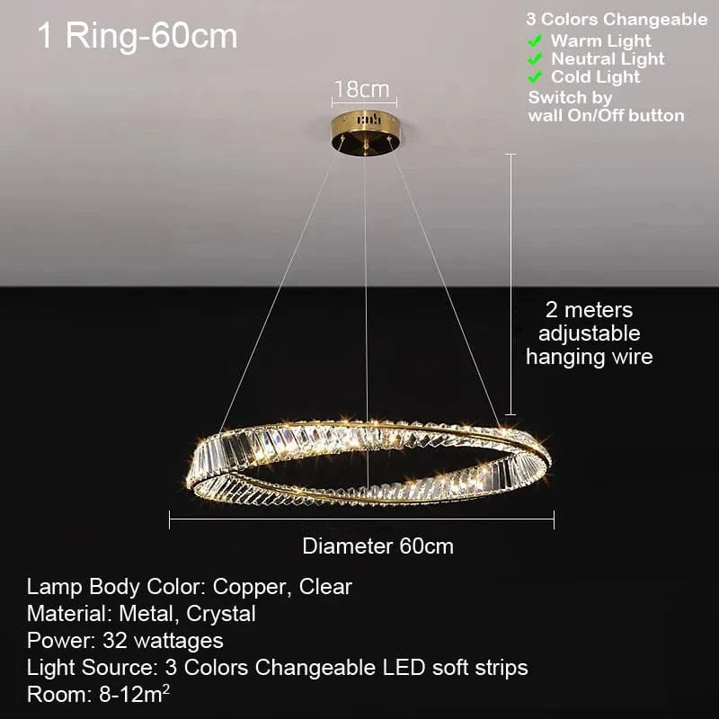 Lustre LED Cristal Luxe Moderne Design | Marco Lucetti Diamètre 60cm