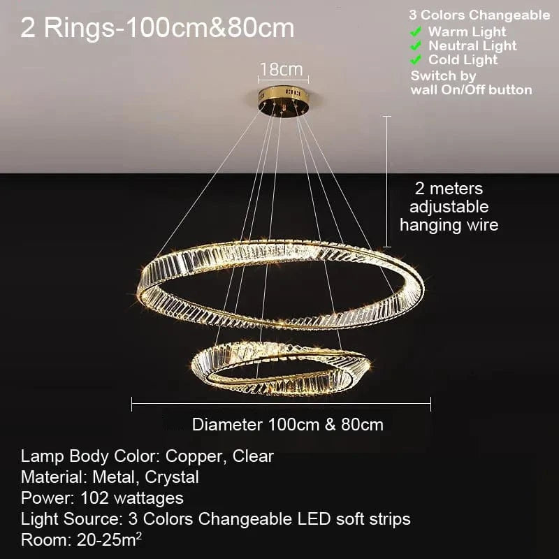 Lustre LED Cristal Luxe Moderne Design | Marco Lucetti P100cm P80cm