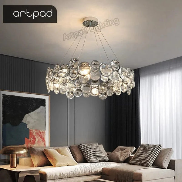Lustre LED Cristal Moderne - Idéal pour Salon, Chambre ou Salle à Manger | Marco Lucetti Diamètre 56 cm / Blanc chaud