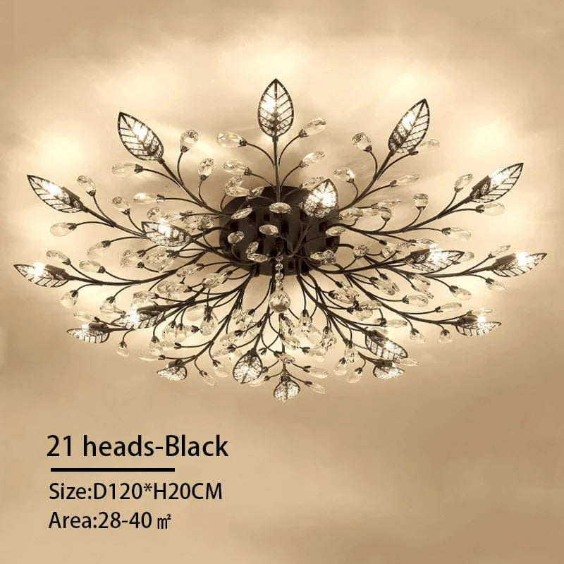  Lustre LED Cristal Moderne Nordique pour Salon Salle à Manger | Marco Lucetti 21 têtes-Noir / 3 couleurs