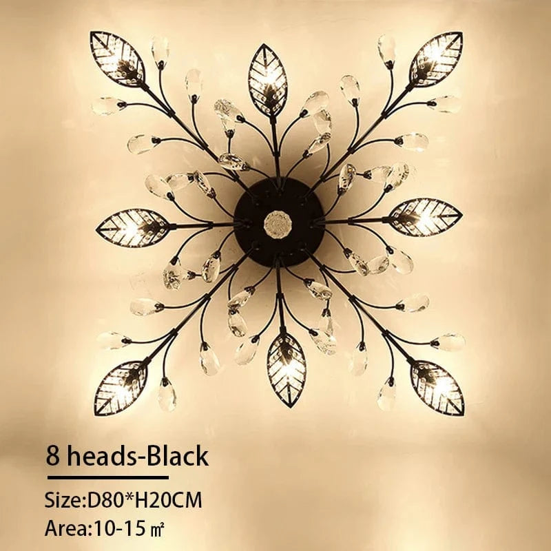  Lustre LED Cristal Moderne Nordique pour Salon Salle à Manger | Marco Lucetti 8 têtes-Noir / 3 couleurs