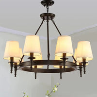 Lustre LED cuivre avec abat-jour en tissu - Style américain minimaliste | Marco Lucetti Corps noir / 8 lumières