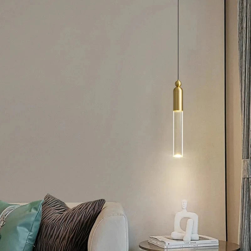 Lustre LED Cylindre Cuivre Acrylique Transparent | Marco Lucetti