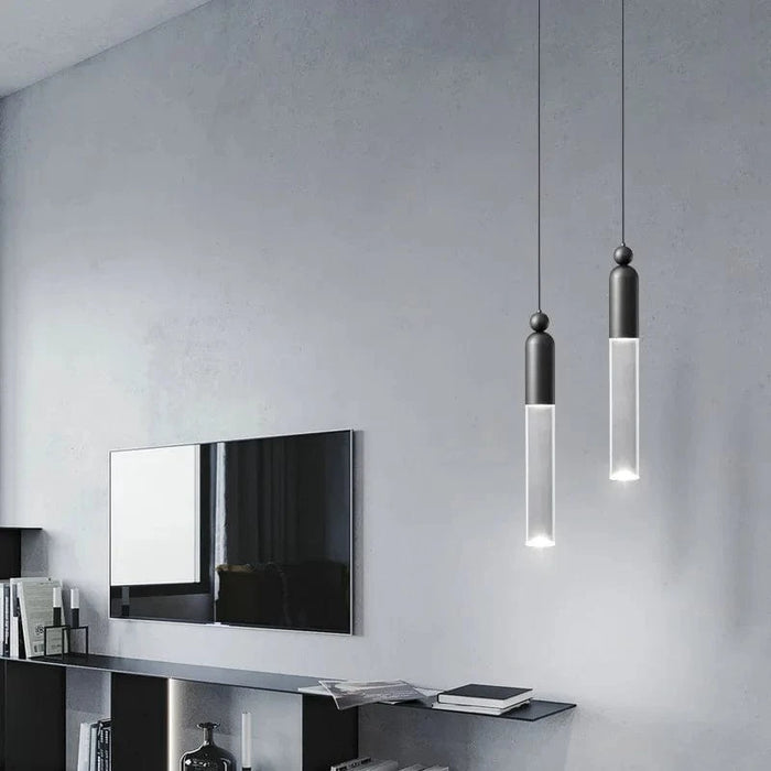 Lustre LED Cylindre Cuivre Acrylique Transparent | Marco Lucetti