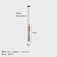 Lustre LED Cylindre Cuivre Acrylique Transparent | Marco Lucetti Or / Blanc froid