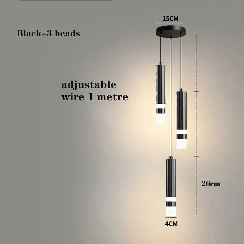 Lustre LED de Luxe Double Tête | Marco Lucetti Trois têtes noires / Blanc chaud