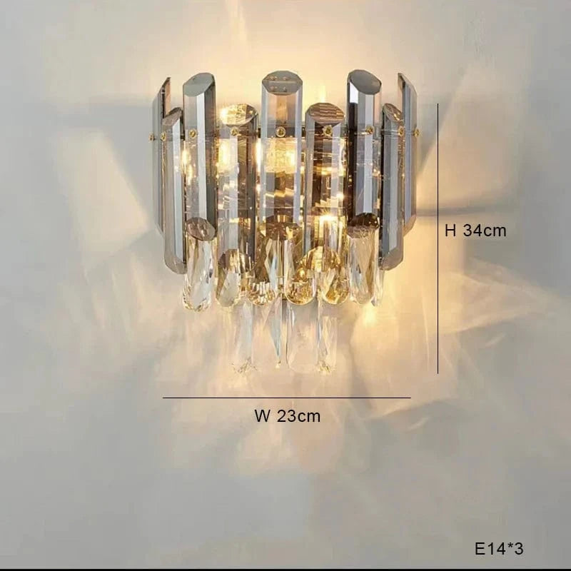 Lustre LED de Luxe en Cristal K9 avec Intensité Variable - Édition Noël 2024 | Marco Lucetti wall lamp / Gold frame / dimmable