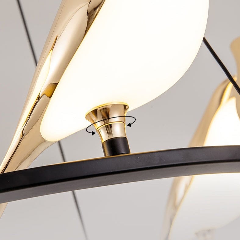 Lustre LED de luxe en forme d'oiseaux dorés Pie | Marco Lucetti