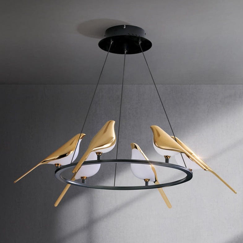 Lustre LED de luxe en forme d'oiseaux dorés Pie | Marco Lucetti