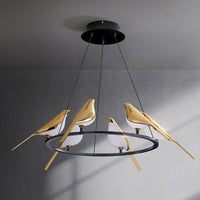 Lustre LED de luxe en forme d'oiseaux dorés Pie | Marco Lucetti