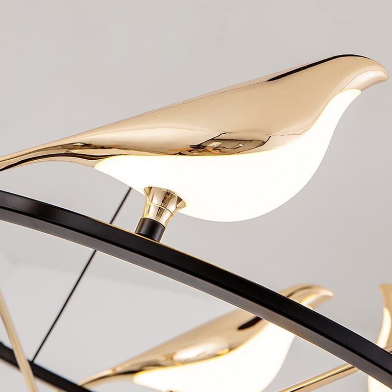 Lustre LED de luxe en forme d'oiseaux dorés Pie | Marco Lucetti