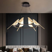 Lustre LED de luxe en forme d'oiseaux dorés Pie | Marco Lucetti