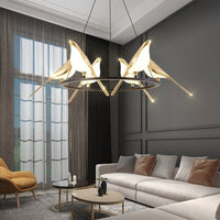 Lustre LED de luxe en forme d'oiseaux dorés Pie | Marco Lucetti