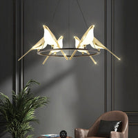 Lustre LED de luxe en forme d'oiseaux dorés Pie | Marco Lucetti