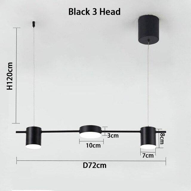 Lustre LED de luxe en métal allongé | Marco Lucetti Noir - 3 lampes / Chaude